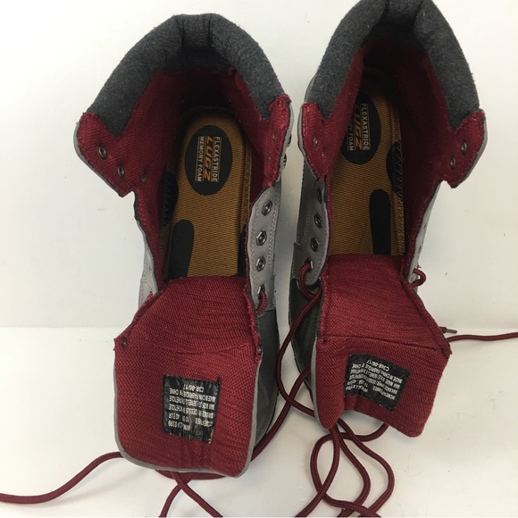 LUGZ FLEXASTRIDE Memory foam boots Slip Resistant Gray Lace up high tops Sz 10 - Picture 9 of 15